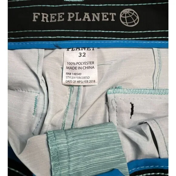 Free Planet Mens Green Space Dye 4-Way Stretch Shorts Size 32 - Picture 4 of 9
